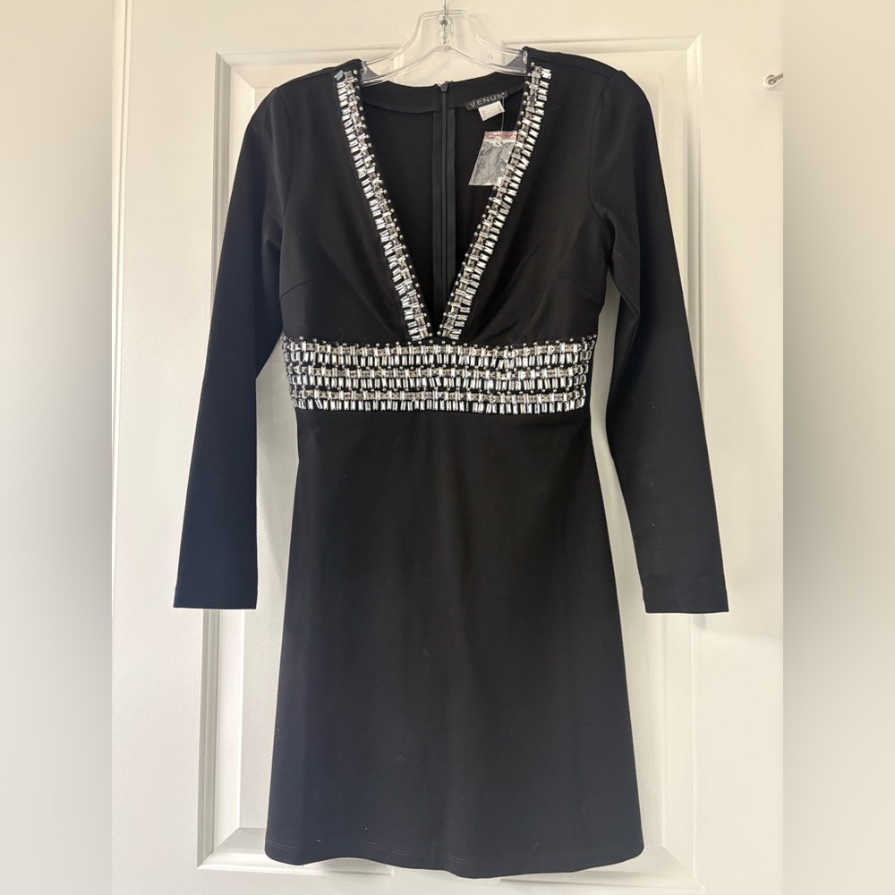 VENUS Sexy Black & Silver Dress (Size 4)